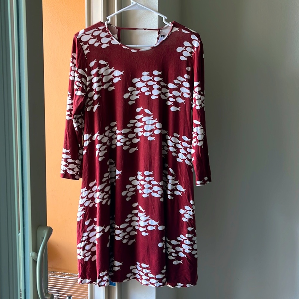 Burgundy Fish Print Ava Sky from Fighting Eel in size Medium